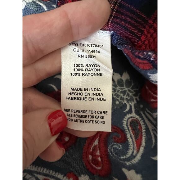 KUT FROM THE KLOTH Red Plaid Mix Media Button Up Shirt Blouse - Picture 10 of 13